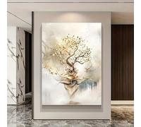 XBTYKPB Quadro su tela astratto con albero della vita dorato, elegante stampa ispirata alla natura spirituale per arredamento ufficio, dipinto estetico (40x60 cm/senza cornice)