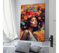 XBTYKPB Quadro su tela con donna africana e ragazza nera, dipinto graffiti per soggiorno, bagno, cucina, arredamento per la casa, 60x80 cm, senza cornice