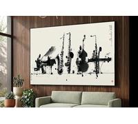 XBTYKPB Quadro su tela con gruppo musicale, sassofono e pianoforte astratti, silhouette jazz, strumento musicale (80x120 cm/senza cornice)