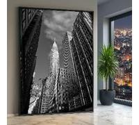 XBTYKPB Quadro su tela con skyline urbano in bianco e nero, quadro con grattacielo, quadro con paesaggio urbano architettonico, arredamento moderno, dipinto (21x30 cm/senza cornice)