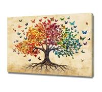 XBTYKPB Quadro su tela con stampa artistica da parete Albero della vita, dipinto vintage con fiori, poster stampato su tela, 40x60 cm, senza cornice.