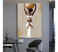 XBTYKPB Ritratto di donna africana su tela, decorazione da parete, poster, stampe, decorazione per soggiorno, camera da letto, murale (50x75 cm/senza cornice)