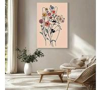 XBTYKPB Stampa artistica su tela, stile bohémien, bouquet colorato, linea, fiori, tela artistica - Poster e stampe, moderna semplicità, dipinto 80x110 cm senza cornice
