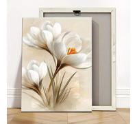 XBTYKPB Stampa su tela con fiori di croco, poster con stampe di opere d'arte floreali neutre, dipinto su tela per soggiorno 60x80 cm con cornice