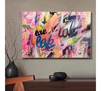 XBTYKPB Stampa su tela con testo di graffiti astratti moderni, arte murale, citazioni, dipinto decorativo per camera da letto, soggiorno (60x80 cm/senza cornice)