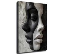 XBTYKPB Stampe artistiche da parete su tela con volto femminile - Bianco e nero, decorazione da parete per soggiorno, camera da letto, arte, poster, sala da pranzo, cornice 40x60 cm