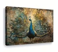 XBTYKPB Stampe su tela con pavone, stampe su tela, poster artistici con animali per pareti, decorazioni per la casa, camera da letto, dipinti ispirati alla natura (50x75 cm/senza cornice)