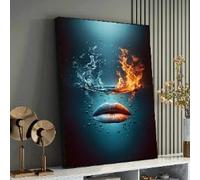 XBTYKPB Sussurri Elementali: Una fusione d'acqua con un tocco surreale - Stampe artistiche di labbra, quadri su tela, poster per la decorazione della casa (40x60 cm/senza cornice)