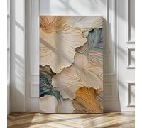 XBTYKPB Toni neutri D Astratto Etereo Floreale Testurizzato Arte murale Unica Pittura a olio Botanica Fiore Poster Stampe artistiche Tela 30x45cm Con cornice