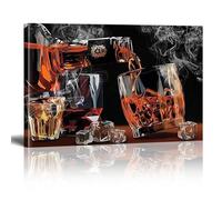 XBTYKPB Whisky Ice e fumo di sigaro, stampa su tela, poster, arte astratta da parete, per soggiorno, bagno, camera da letto, 60x80 cm, senza cornice