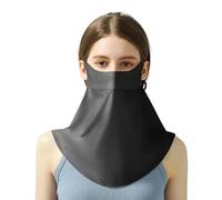 xbuk Maschera solare senza tracce, maschera estiva sottile traspirante per la protezione del viso, maschera solare per il viso con passanti per le orecchie sciarpa per le donne, Nero, One Size