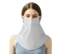 xbuk Maschera solare senza tracce, maschera estiva sottile traspirante per la protezione del viso, maschera solare per il viso con passanti per le orecchie sciarpa per le donne, grigio, Taglia unica