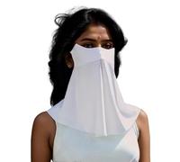 xbuk Maschera solare senza tracce, maschera estiva sottile traspirante per la protezione del viso, maschera solare per il viso con passanti per le orecchie sciarpa per le donne, Bianco, One Size