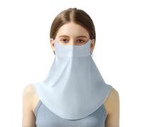 xbuk Maschera solare senza tracce, maschera estiva sottile traspirante per la protezione del viso, maschera solare per il viso con passanti per le orecchie sciarpa per le donne, Blu, Taglia unica