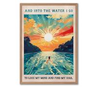 XBUMHOAL Into The Water I Go To Lose My Mind And Find My Soul, poster su tela con stampa artistica astratta, paesaggio astratto, arte da parete, 40,6 x 61 cm, senza cornice