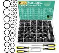 XBVV 1540 Pcs 32 Size O-Rings Kit Nitrile Rubber Oring Assortment with 4 Hook Set for Various Car Auto Vehicle Repair Plumbing Pressure Washer Air or Gas Sealing Connections Resist Oil and Heat