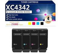 XC4342 Cartuccia Toner di Ricambio ad alta Capacità per Lexmark XC4342 XC4352 Stampante, 25000 Pagine,BCMY-1 set