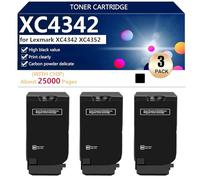 XC4342 Cartuccia Toner di Ricambio per Lexmark XC4342 XC4352 Stampanti, 25000 Pagine,Black-3 pack