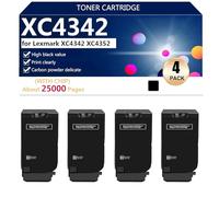 XC4342 Cartuccia Toner di Ricambio per Lexmark XC4342 XC4352 Stampanti, 25000 Pagine,Black-4 pack