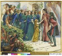 XcBAIHOUD Dipinti Famosi Pittura Quadri Stampe Da Parete Beatrice conociendo a Dante en una fiesta de bodas le niega su saludo por Dante Gabriel Charles per L'arredamento del Soggiorno 60x90cm
