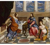 XcBAIHOUD Dipinti Famosi Pittura Quadri Stampe Da Parete Cristo en casa de Marta y María de El Greco per L'arredamento del Soggiorno 60x90cm