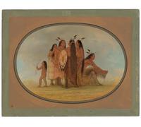 XcBAIHOUD Dipinti Famosi Pittura Quadri Stampe Da Parete Cuatro Mandan Warrioriess una niña y un niño de George Catlin per L'arredamento del Soggiorno 60x90cm
