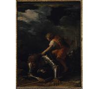 XcBAIHOUD Dipinti Famosi Pittura Quadri Stampe Da Parete David y Goliat de Salvator Rosa per L'arredamento del Soggiorno 60x90cm