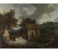 XcBAIHOUD Dipinti Famosi Pittura Quadri Stampe Da Parete Dos molinos de agua y una presa abierta cerca de Singraven por Jacob Van Ruisdael per L'arredamento del Soggiorno 60x90cm