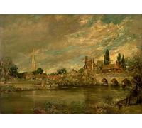 XcBAIHOUD Dipinti Famosi Pittura Quadri Stampe Da Parete el Puente de Harnham y la Catedral de Salisbury por John Constable per L'arredamento del Soggiorno 60x90cm
