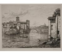 XcBAIHOUD Dipinti Famosi Pittura Quadri Stampe Da Parete Fiesta en Ponte Rotto en Roma por Vilhelm Kyhn per L'arredamento del Soggiorno 60x90cm