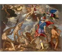 XcBAIHOUD Dipinti Famosi Pittura Quadri Stampe Da Parete la batalla entre los dioses y los gigantes de Joachim Wtewael o Utewael per L'arredamento del Soggiorno 60x90cm