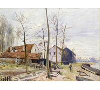 XcBAIHOUD Dipinti Famosi Pittura Quadri Stampe Da Parete los Molinos de Moret con Sol Naciente de Alfred Sisle per L'arredamento del Soggiorno 60x90cm