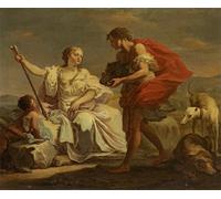 XcBAIHOUD Dipinti Famosi Pittura Quadri Stampe Da Parete Presentando la cabeza del jabalí de Calidonia a Atalanta por Battista Crosato per L'arredamento del Soggiorno 60x90cm