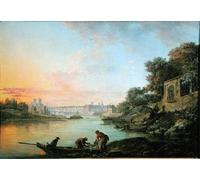 XcBAIHOUD Dipinti Famosi Pittura Quadri Stampe Da Parete Ver cerca de L'ile Louviers Paris Effect of Evening de Jean Baptiste Genillion per L'arredamento del Soggiorno 60x90cm