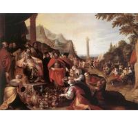 XcBAIHOUD Dipinti Famosi Tela Parete Stampe Su Canvas Adoración del Becerro de Oro Francisco el Francken per L'arredamento del Soggiorno 60x90cm
