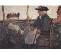 XcBAIHOUD Dipinti Famosi Tela Parete Stampe Su Canvas Anciana campesina con cabra de Paula Modersohn Becker per L'arredamento del Soggiorno 60x90cm