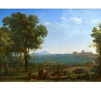 XcBAIHOUD Dipinti Famosi Tela Parete Stampe Su Canvas Batalla en el puente de Claude Lorrain per L'arredamento del Soggiorno 60x90cm
