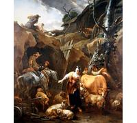 XcBAIHOUD Dipinti Famosi Tela Parete Stampe Su Canvas Campesinos en un paisaje fuera de una mina de Nicolaes Pietersz Berchem per L'arredamento del Soggiorno 60x90cm