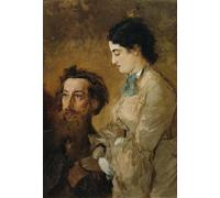 XcBAIHOUD Dipinti Famosi Tela Parete Stampe Su Canvas el escultor Reinhold Begas con su esposa Margarethe de Anton Romako per L'arredamento del Soggiorno 60x90cm
