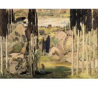 XcBAIHOUD Dipinti Famosi Tela Parete Stampe Su Canvas Escenografía para el Acto Ii de una producción de Ballet Russes de Ravels Daphnis por Leon Bakst per L'arredamento del Soggiorno 60x90cm