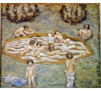 XcBAIHOUD Dipinti Famosi Tela Parete Stampe Su Canvas Niños en la piscina Niños jugando en el agua Pintura Londres de Pierre Bonnard per L'arredamento del Soggiorno 60x90cm