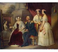 XcBAIHOUD Dipinti Famosi Tela Parete Stampe Su Canvas Retrato de la familia de duque de Saxe Altenbourg de Carl Stieler per L'arredamento del Soggiorno 60x90cm