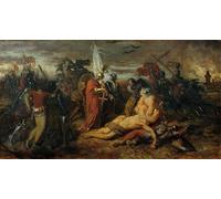 XcBAIHOUD Dipinti Famosi Tela Parete Stampe Su Canvas Rudolf von Habsburg ante el cadáver de Přemysl Ottokar de Anton Romako per L'arredamento del Soggiorno 60x90cm