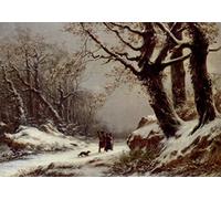XcBAIHOUD Dipinti Famosi Tela Parete Stampe Su Canvas Viajeros en el bosque invernal de Charles Lecointe per L'arredamento del Soggiorno 60x90cm