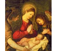 XcBAIHOUD Famoso Immagini Moderni Quadri Tele Stampe Dama y niño con dos ángeles de Tiziano Vecelli per la Decorazione Domestica dell'ufficio 60x90cm