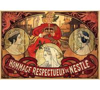 XcBAIHOUD Famoso Immagini Moderni Quadri Tele Stampe en el Barrio Latino de Alphonse Mucha per la Decorazione Domestica dell'ufficio 60x90cm