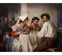 XcBAIHOUD Famoso Immagini Moderni Quadri Tele Stampe en una Osteria romana de Carl Heinrich Bloch per la Decorazione Domestica dell'ufficio 60x90cm