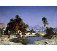 XcBAIHOUD Famoso Immagini Moderni Quadri Tele Stampe Leon Adolphe Belly en el oasis del desierto de Leon Auguste Adolphe Belly per la Decorazione Domestica dell'ufficio 60x90cm