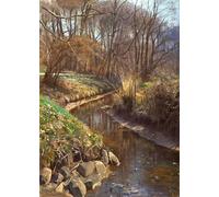XcBAIHOUD Famoso Immagini Moderni Quadri Tele Stampe P.mönsted Primavera en el arroyo del bosque de Peder Monsted per la Decorazione Domestica dell'ufficio 60x90cm