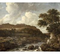 XcBAIHOUD Famoso Immagini Moderni Quadri Tele Stampe Paisaje boscoso montañoso con un torrente de Jacob Van Ruisdael per la Decorazione Domestica dell'ufficio 60x90cm